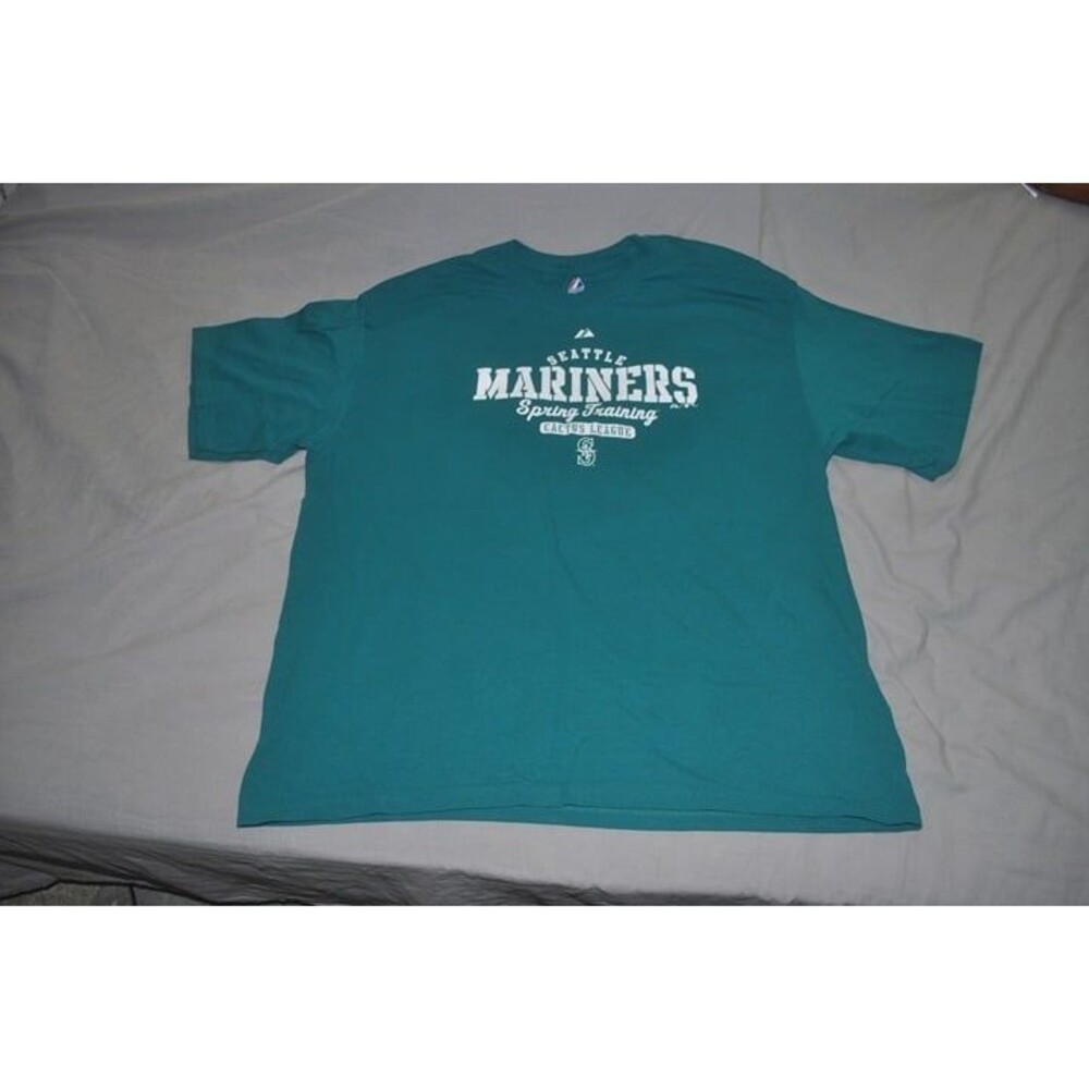 Vintage 90s TEAL Majestic Seattle Mariners Spring Training Tshirt XXL 2XL EUC